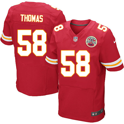 Men's Elite Derrick Thomas Nike Jersey Red Home - #58 NFL Kansas City Chiefs